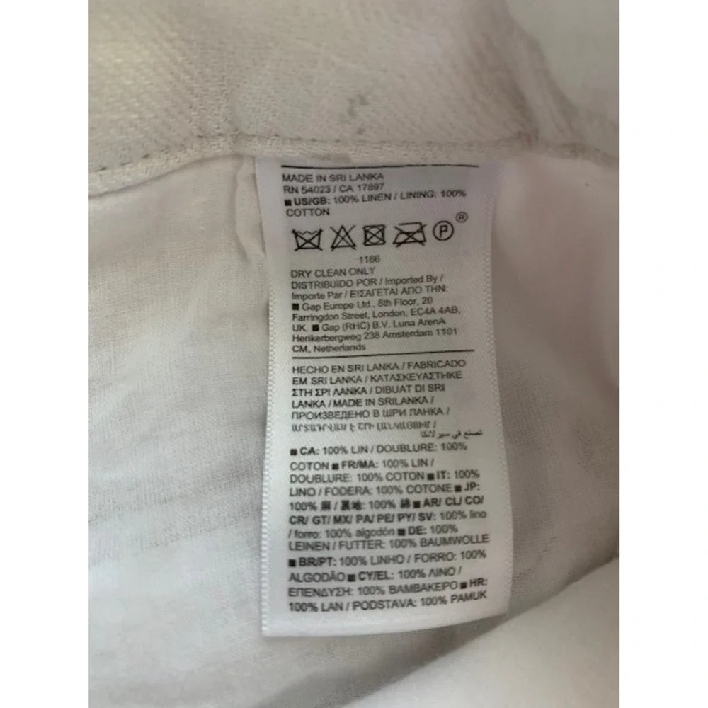 Banana Republic Off White 100% Linen Old Money Cargo Pants High Rise Size 6